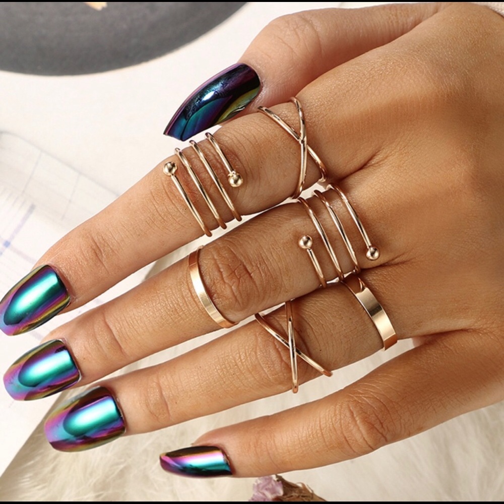 Gold Spiral Ring Set